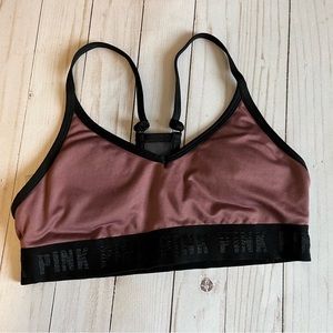 PINK Ultimate Rose & Black Sports Bralette